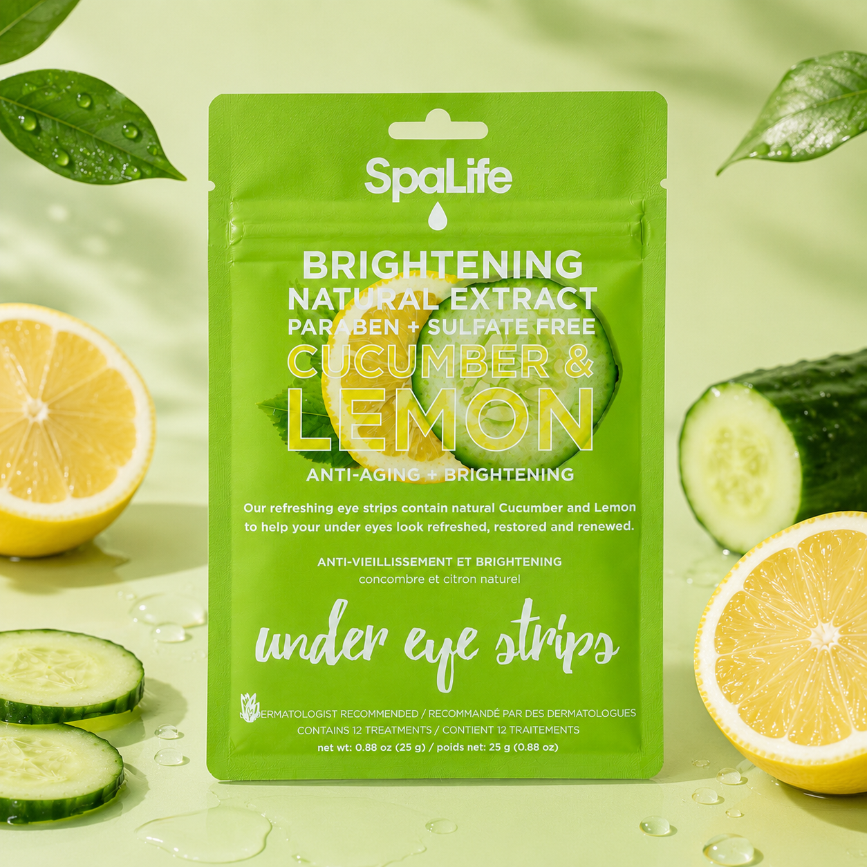 brightening under eye mask, cucumber lemon, anti-aging skincare, eye care