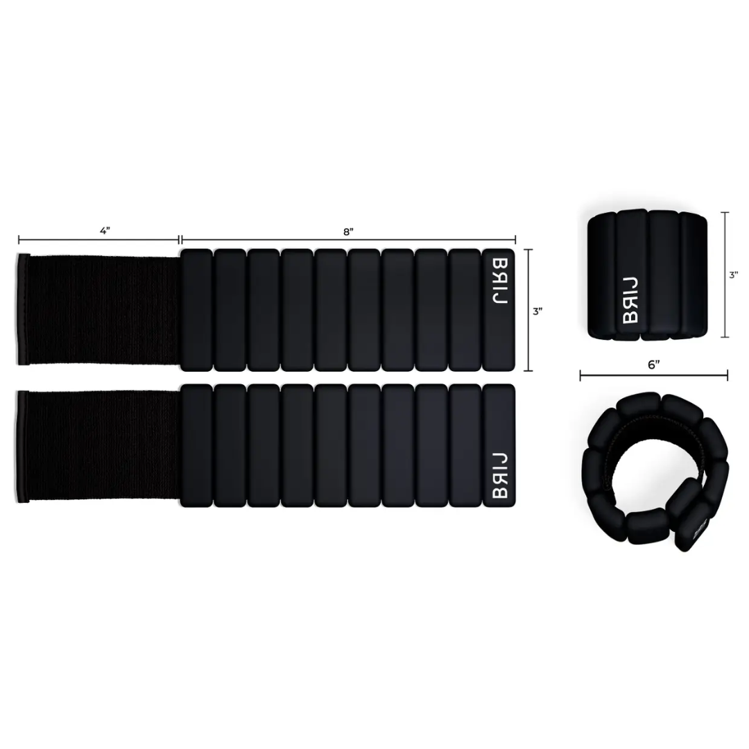 Brij black adjustable wearable weights, ankle weights, wrist weights, 1lb each