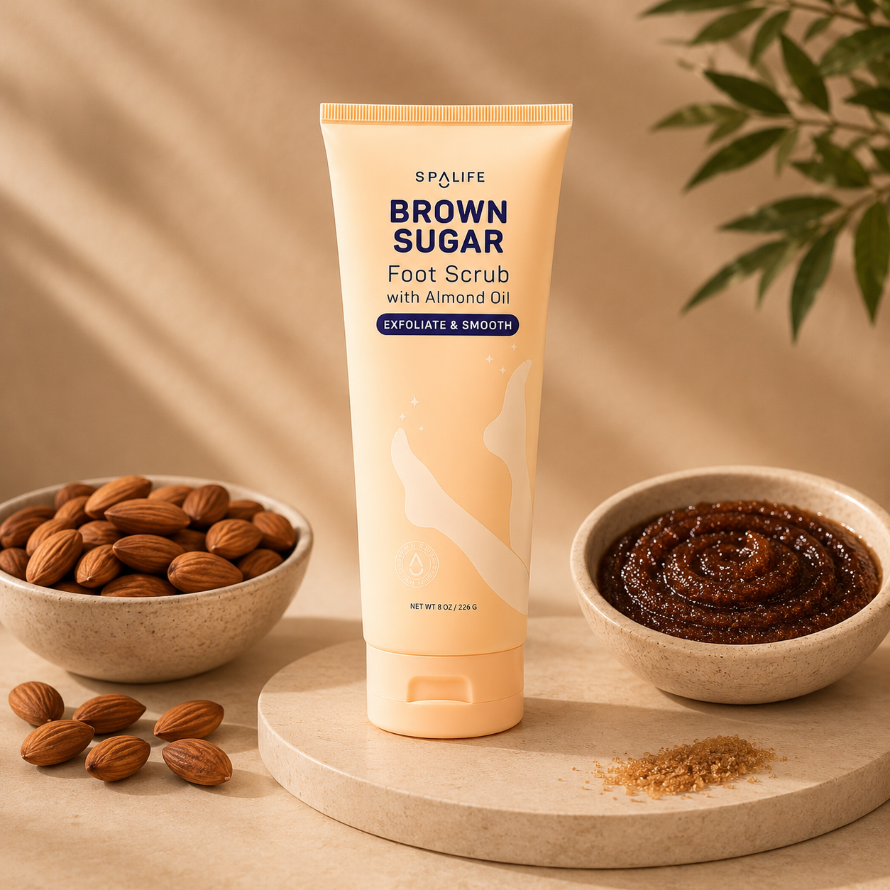 brown sugar foot scrub, exfoliating scrub, body scrub, sugar scrub, almond oil