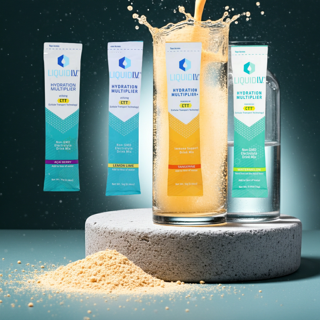 Liquid IV, hydration drink mix, post workout recovery, flavored water