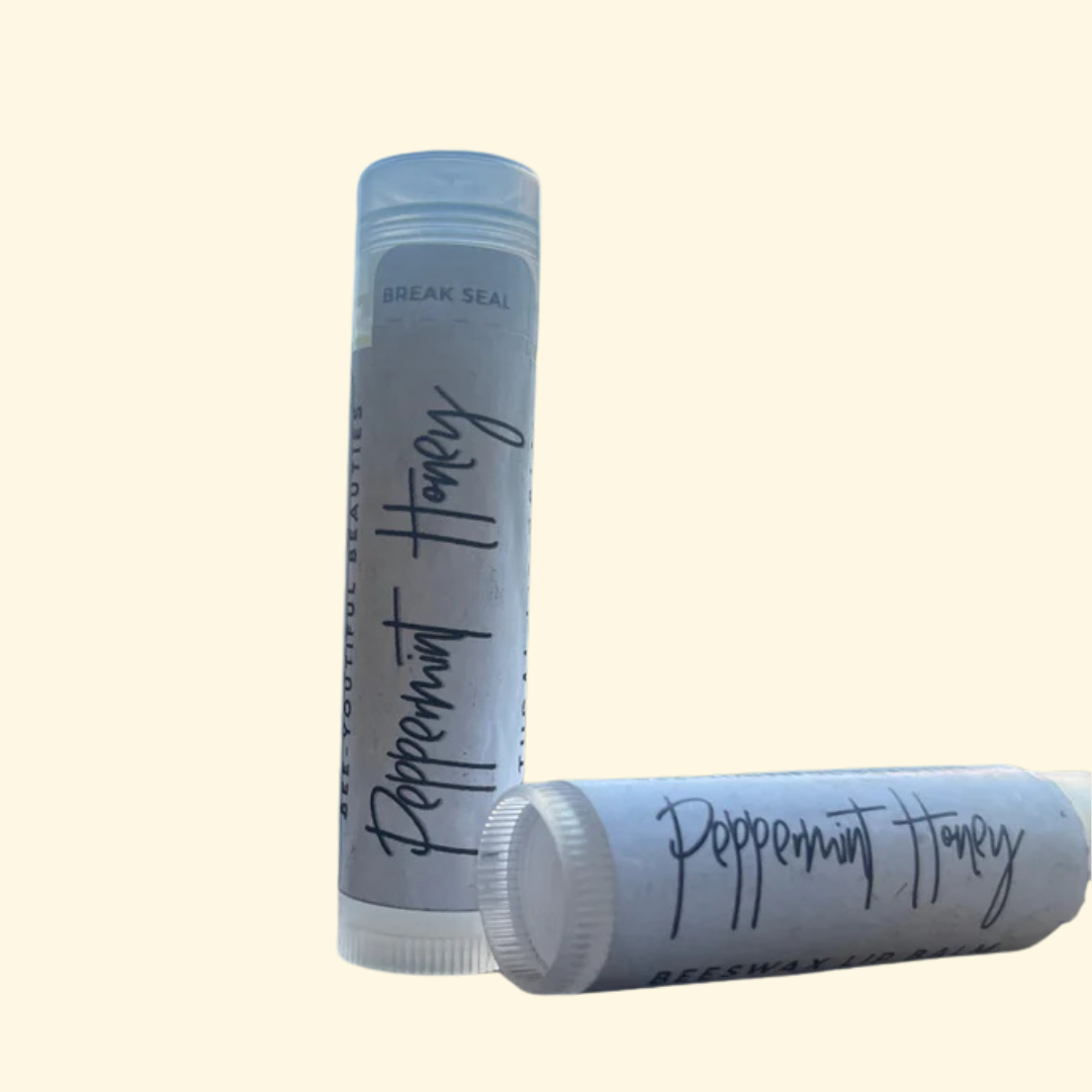 peppermint honey lip balm, beeswax lip balm, holiday Chapstick, stocking stuffer, winter chapstick