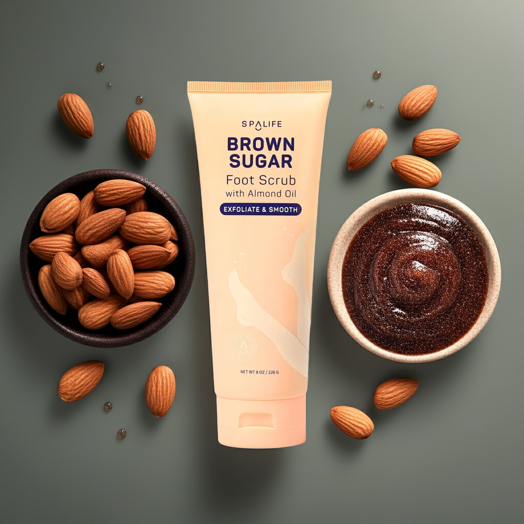 brown sugar foot scrub, exfoliating scrub, body scrub, sugar scrub, almond oil