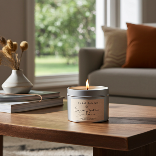 cocoa butter cashmere soy candle, winter candle, calming candle, cozy home