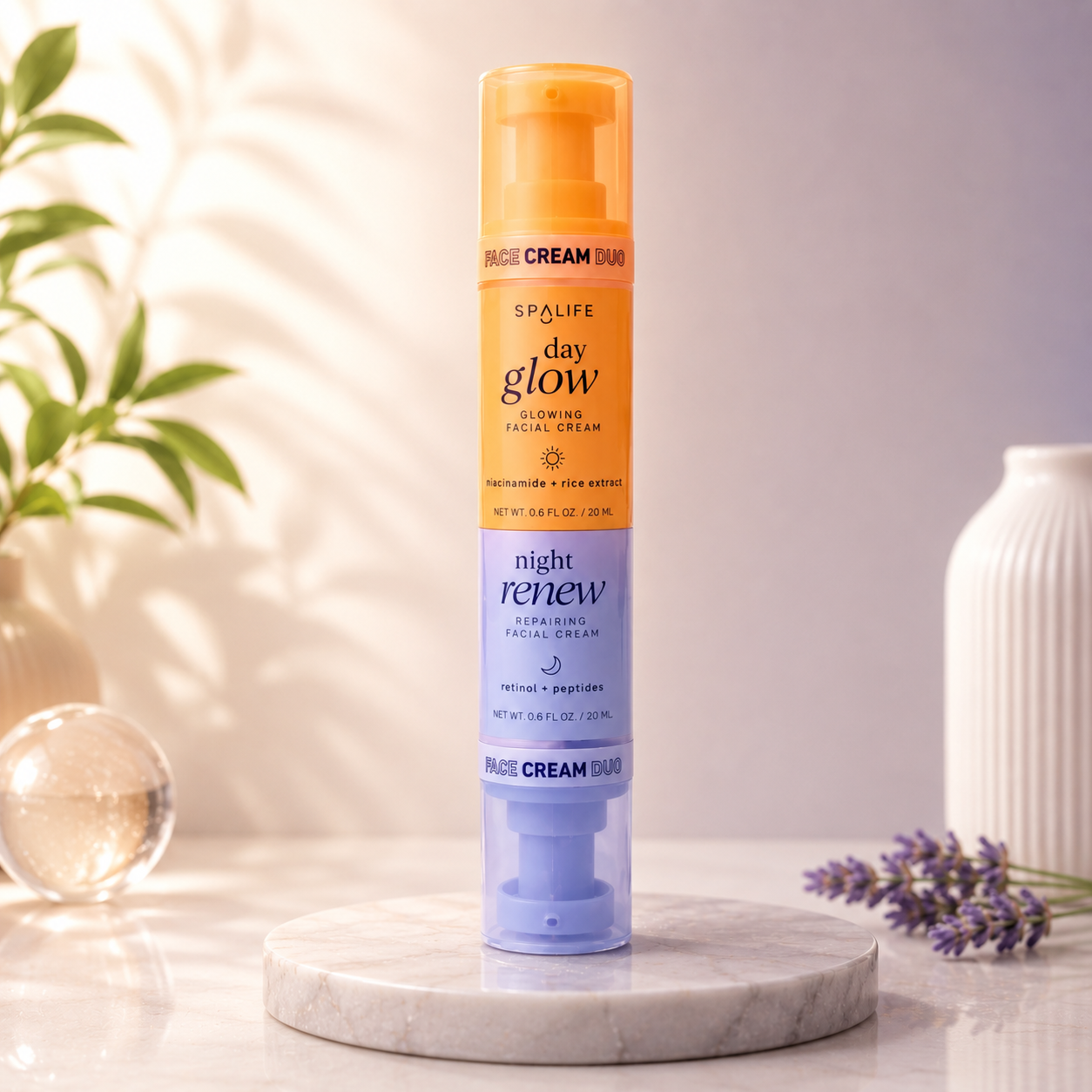 facial cream, niacinamide and rice extract, retinol and peptides