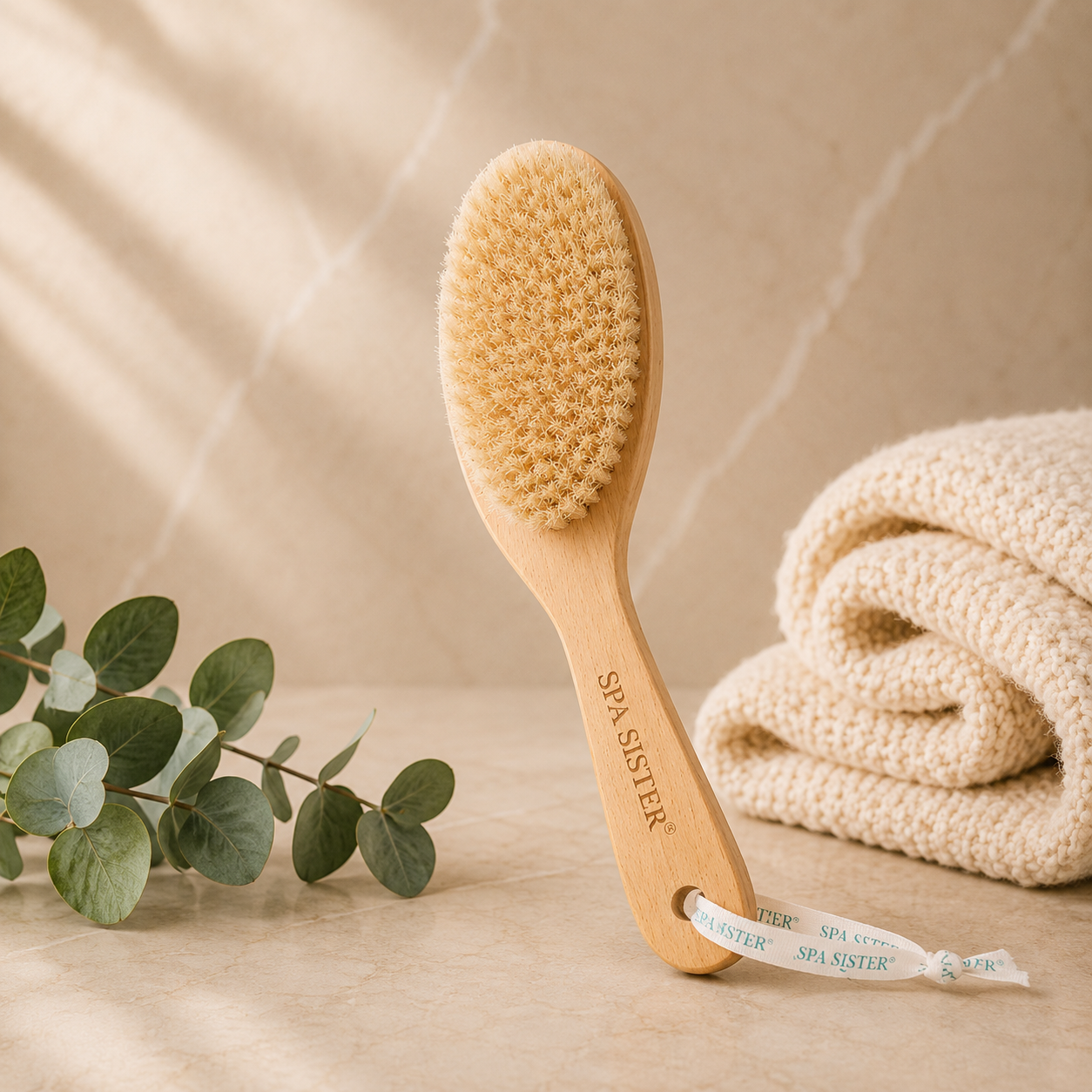 dry body brush, spa brush, body brush, lymphatic drainage, remove dead skin cells, promote circulation