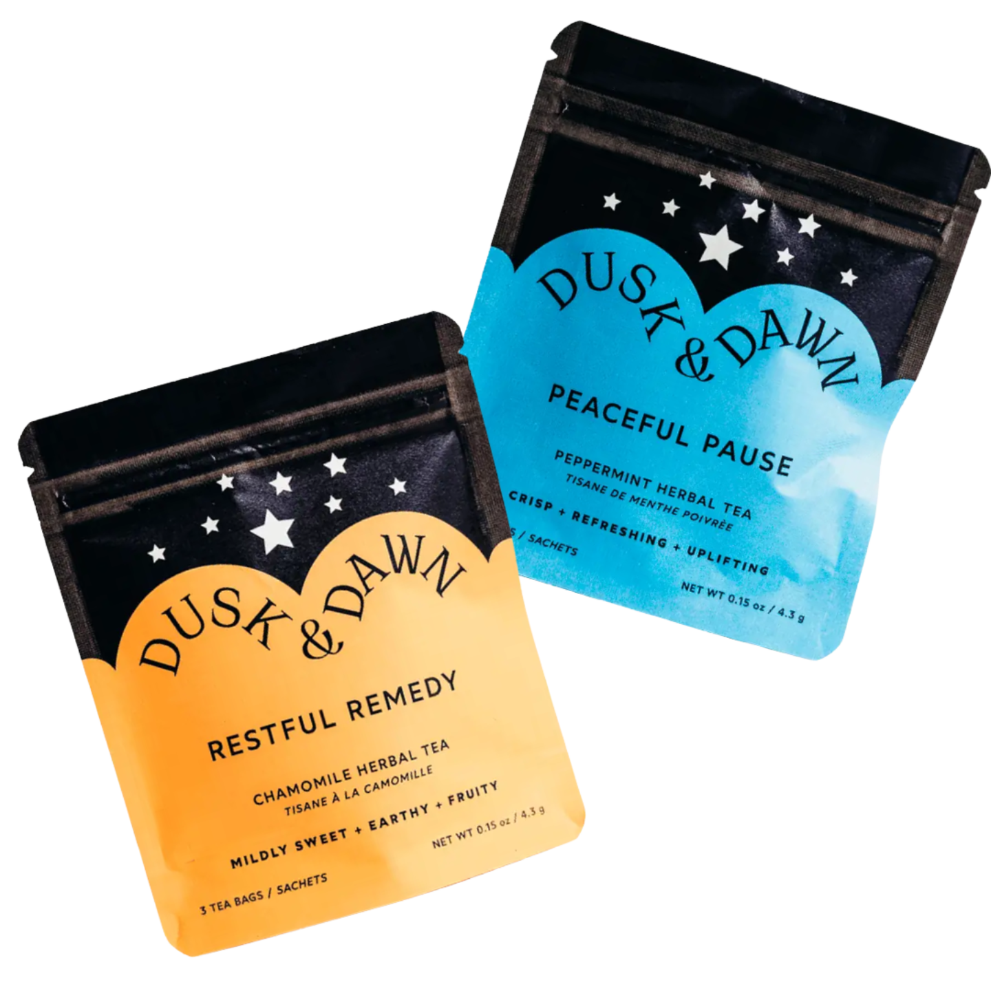 restful remedy chamomile herbal tea, peaceful pause peppermint herbal tea