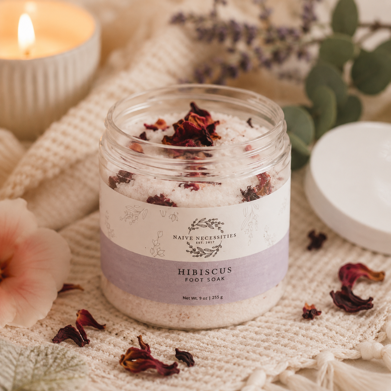 hibiscus foot soak, tired feet, stress relief, sore feet soak