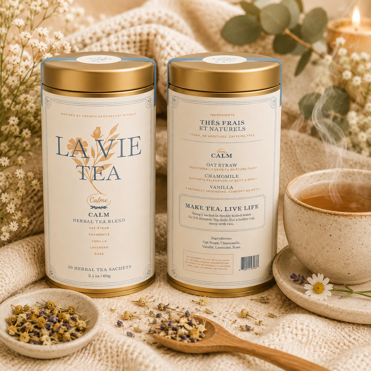 herbal tea, organic tea, chamomile, lavender, oat straw, vanilla, tea drinker