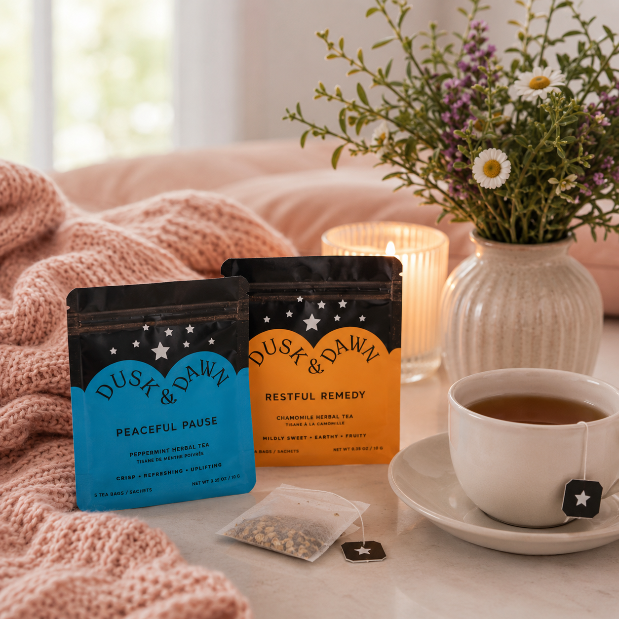 peppermint tea, chamomile tea, herbal teas, hot tea, wellness tea, cramp relief, period relief