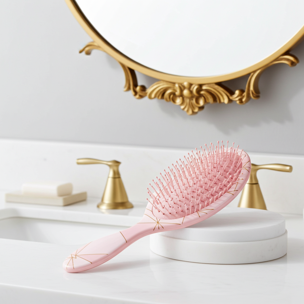 hair brush, pink hair brush, detangling hair brush, wet and dry brush
