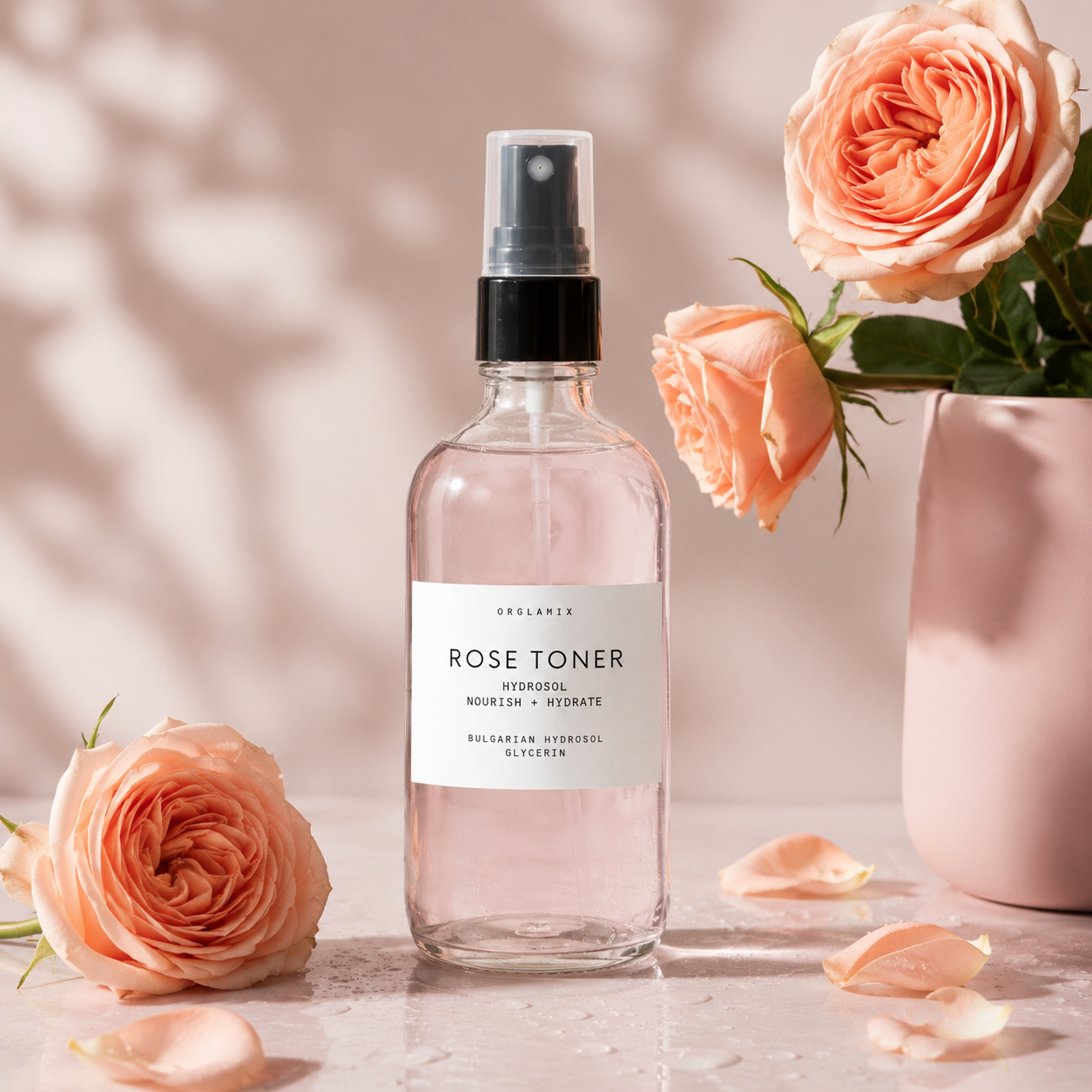 rose water, rose toner, facial toner, non-toxic skincare, rose face toner, korean skincare