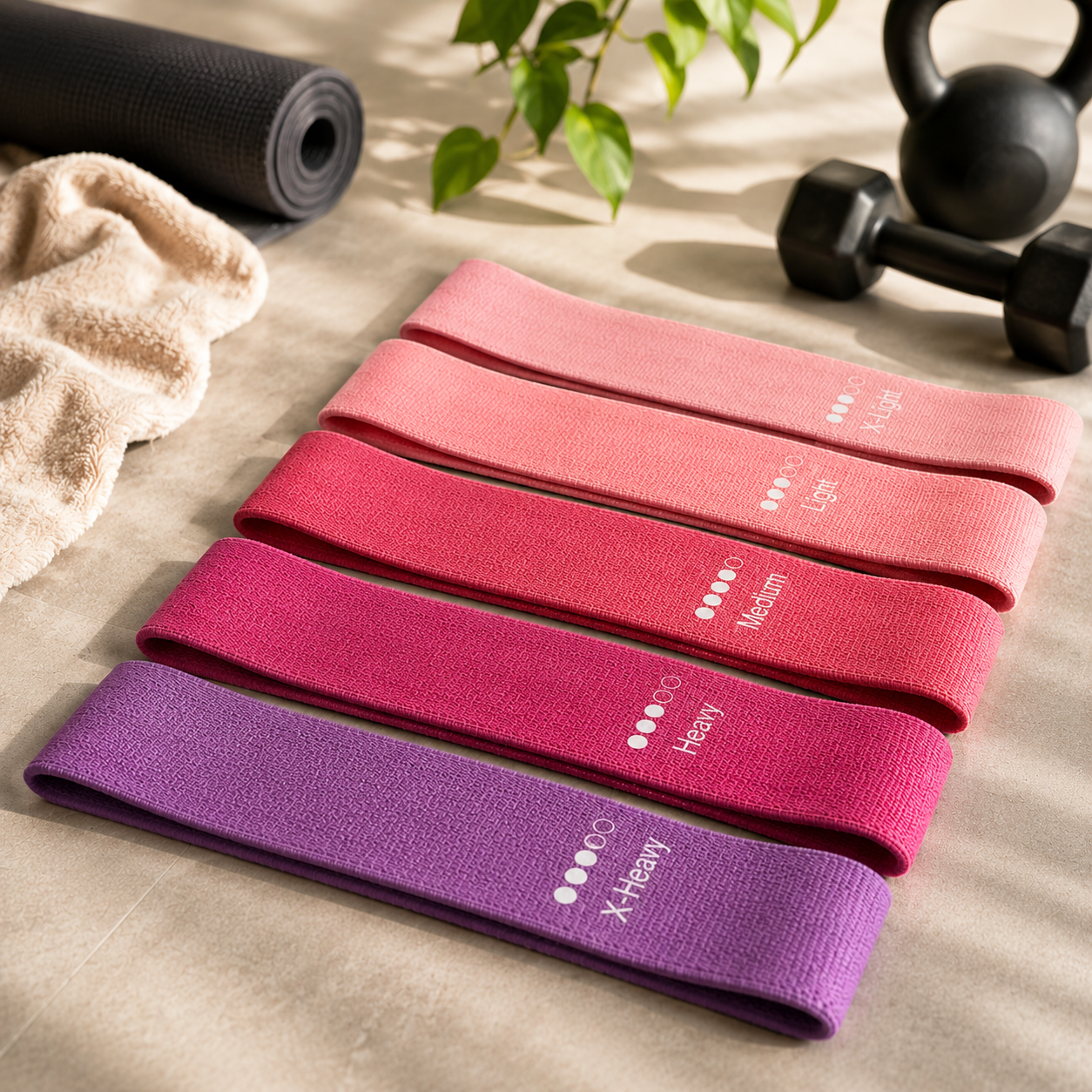resistance bands, workout bands, fitness at home, at home workout, woven resistance band set