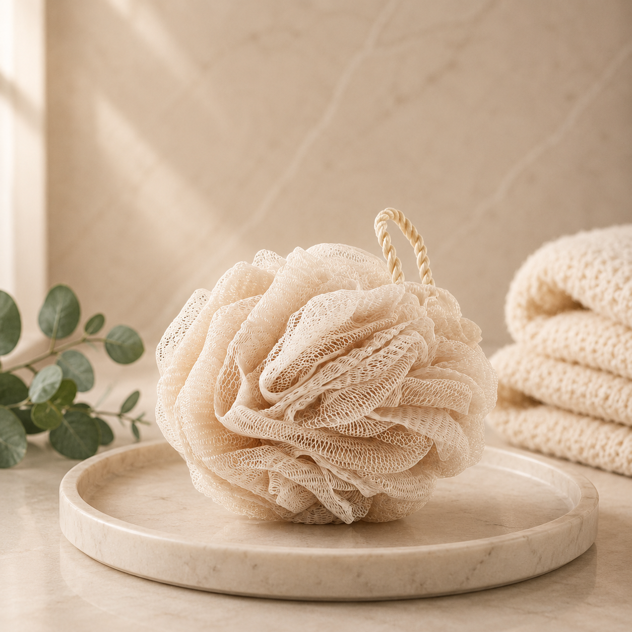 jumbo loofah, oversized loofah, bath sponge, spa sponge, exfoliate, cleanse